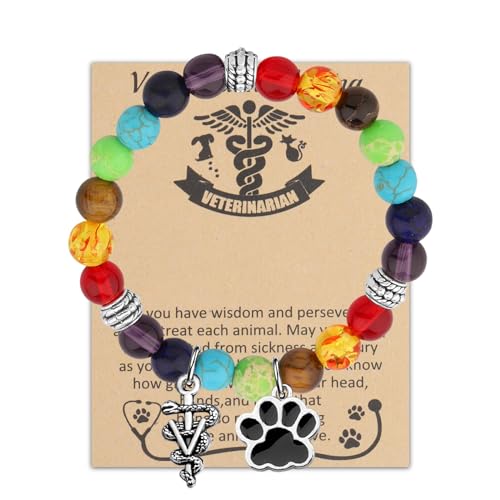 Image of WSNANG Veterinarian Gift Charm Bracelet Veterinary Technician & Student Graduation Gift