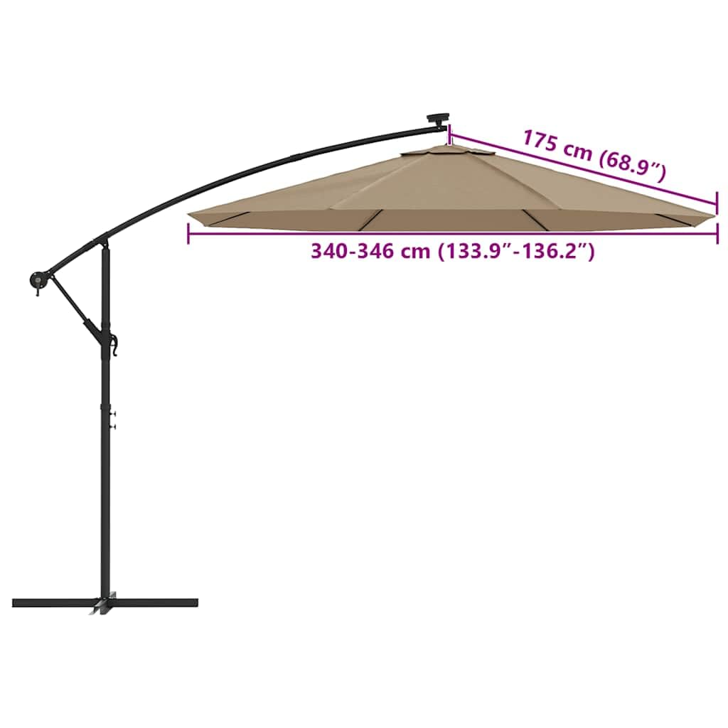Ersatzstoff für Ampelschirm Taupe 350 cm aus UV-beständigem Polyester, wasserabweisend und winddicht, ideal für Garten, Balkon, Terrasse, Outdoor Schatten und Regenschutz