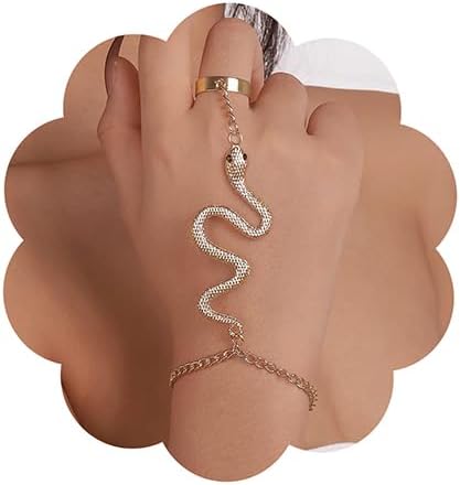 Jumwrit Pulsera bohemia con diseño de mariposa para mujer, con cadena esclava, arnés de mano, pulsera delicada con anillo de banda abierta para mujer