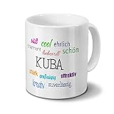 Tasse mit Namen Kuba - Motiv Positive Eigenschaften - Namenstasse, Kaffeebecher, Mug, Becher, Kaffeetasse - Farbe Weiß