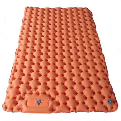Genma0 1-2 Person Inflatable Camping Mattress - Lightweight TPU Sleeping Pad for Tent, Moisture-Proof & Portable Ideal for Hiking, Backpacking & Outdoor Adventures (Orange)