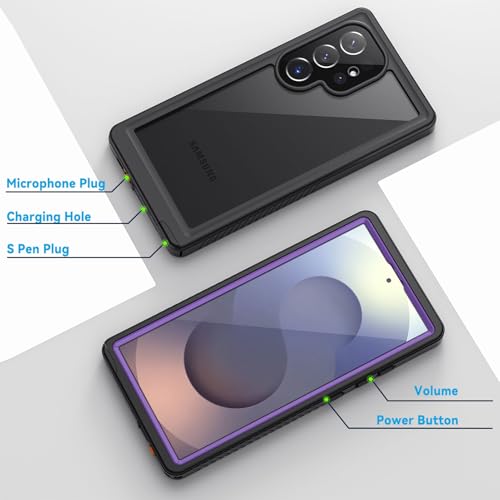 Image of Lanhiem for Samsung Galaxy S25 Ultra Case, IP68 Waterproof Dustproof, Built-in Screen Protector, Rugged Full Body Shockproof Protective Cover for Galaxy S25 Ultra 5G 6.9 Inch, Purple