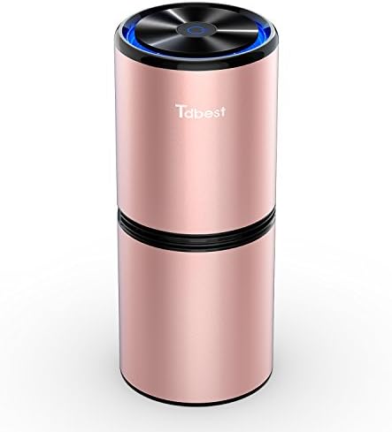 Tdbest Car Ionizer Air Purifier Portable Car Air Freshener Cleaner with Dual USB Ports to Remove Allergies, Smoke, Mold, Dust and Germs in Car, Bedroom, Bathroom and Other Small Room (Pink Gold)