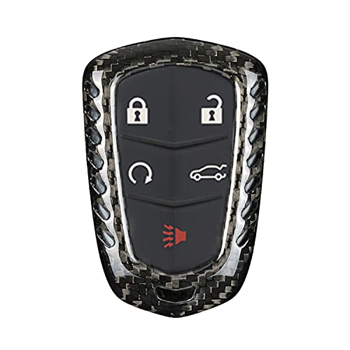 M.jvisun Genuine Carbon Fiber Key Fob Cover For Cadillac Ats Ats-L Ats-V Ct6 Cts Cts-V Escalade Srx Xt4 Xt5 Xts Smart Car Remote Key Fob Case For Men Women - For Shield Logo Back - Black #TOP5