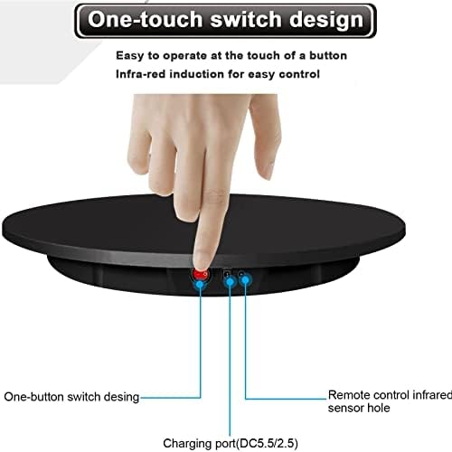 Motorized Rotating Display Stand with Remote Control for Product Photography - Electric Turntable Platform 220lb Capacity with 5 PVC Backgrounds, 60cm