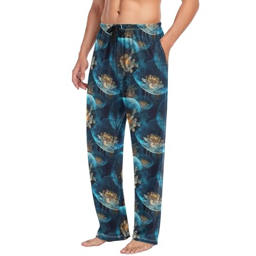 Aflyko Ocean Men's Pajama Pants Jellyfish Vivid Blue Pjs Sleepwear Bottoms2
