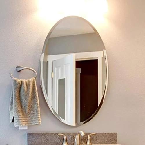 Quality Glass Tinitalo Decorative Oval Glass Wall Mount Mirror (Silver, 12 X 18Inch, Qgfl 128)Framed
