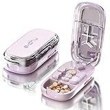 Pill Cutter Splitter for Small and Tiny Pills - Daily Pill Organizer with Professional Adjustable Cutter Splitter for Cutting Multiple Pills, Pill Case for Travel Purse Pocket (Pink)