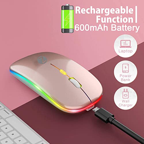 Image of Zoook Blade Wireless Mouse -Rechargeable 7 Colour mice /RGB Breathing Lights / 3 DPI Levels /Auto Shut Down /Silent Click Technology / 600 Mah Battery /Light Weight /Plug and Play (Rose Gold)
