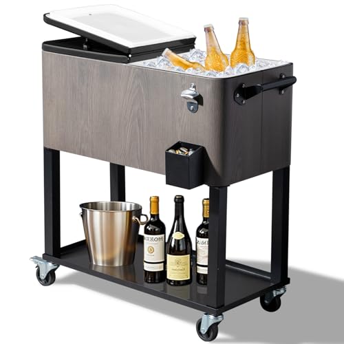 Outvita 80 Quart Rolling Ice Chest with Bottle Opener