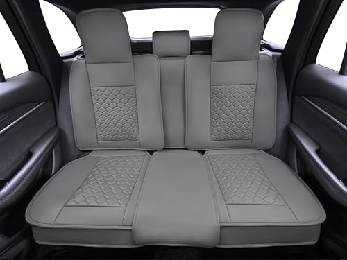 Image of Elantrip Car Seat Cover Full Set Leather Car Seat Protector Universal fit for Most Cars SUVs and Trucks Water Proof Front and Rear Seat Protector Gray