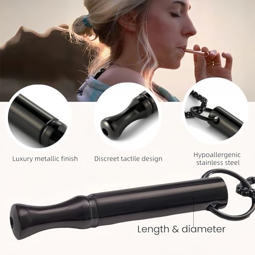 Adjustable Breathing Necklace to Stop Smoking,Anxiety Mindfulness Pendant- Stainless Steel Sensory Fidget Quit Vapingtools Jewelry for Focus & Calm, 3 Chain Lengths (23.6"/25.6"/27.5")2