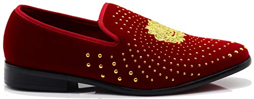 Image of SPK26 Men's Vintage Velvet Rhinestone Designer Dress Loafers Slip On Shoes Classic Tuxedo Dress Shoes