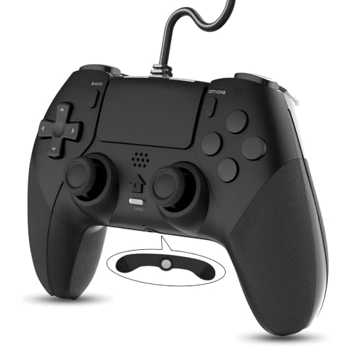 OULEKE PS4コントローラー 有線 背面ボタン付き [2026年アップグレード版] ゲームパッド マクロ機能 USB接続 遅延なし HD振動 TURBO連射 人間工学 高耐久ボタン 全バージョン P3/PC対応 日本語取扱説明書付き(ブラック)