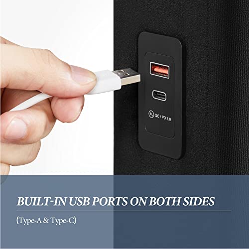 Yaheetech Full Size Bed Frame With 2 Usb Charging Stations/Ports For Type A&Type C, Tufted Velvet Upholstered Bed, Seamlessly Connected Headboard/Wood Slat Support/No Box Spring Needed/Black #TOP3