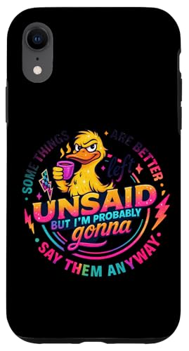 Some Things Are Better Left Unsaid Duck ユーモア スマホケース iPhone XR 用