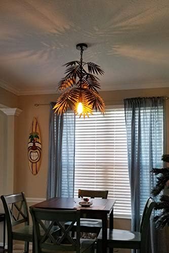 Newrays Vintage Adjustable Tropical Coconut Leaves Chandelier Unique Rustic Tree Lamps Living Room Dining Rooms Bedrooms Kitchen Hanging Lighting Fixtures