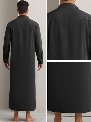 Lars Amadeus Nightshirt for Men's Long Sleeves Collared Neck Full Length Sleep Shirt Nightwear4