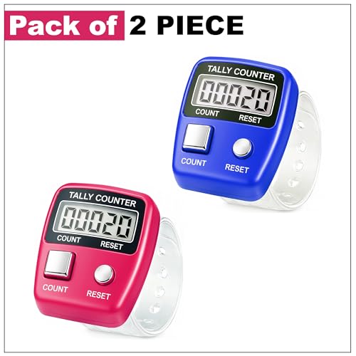 Image of GLUN Pack of 2 Finger Shipping Packet Counter, 5-Digit Counting LCD Display Device, Ring Electronic Digital Finger Counter for Ecommerce Sellers & Various Counting Use (Random Colour)