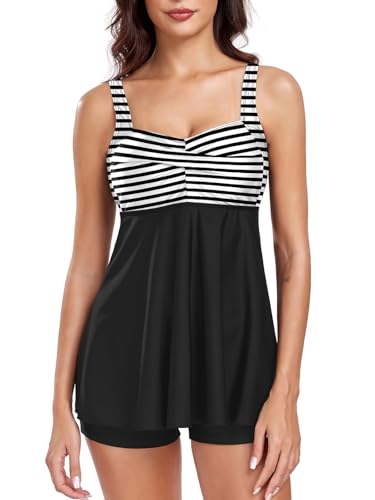 FLYILY Damen 2-Teilige Tankini Sets Vordere Drehung Tankini Top mit...