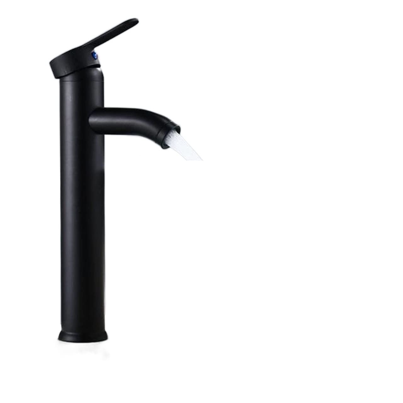 Robinet de lavabo monotrou noir mat haut pour eau chaude et froide