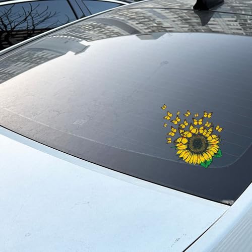 Image of 5pcs Sunflower and Flying Butterflies Bumper Sticker Car Decal for Women Mom Truck Rv Motorhome Windows (7x6)