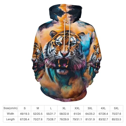 Zakqeik Men's Leopard And Flower Hoodie Unique Sweatshirt Pullover Hooded With Pocket2