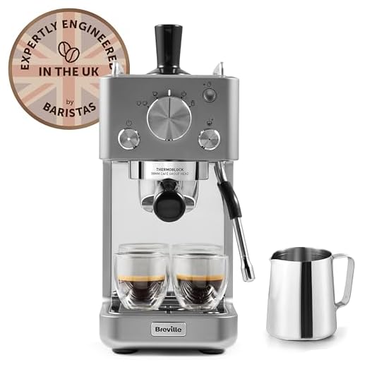 Breville Barista Slimline Espresso Machine | Integrated Milk Frother | Compact Coffee Maker for CappuccinosLattes & More | 15 Bar Pump | Silver [VCF185]