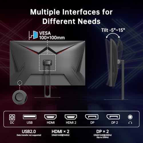 Image of KTC 27 Inch Gaming Monitor 220Hz, 2K QHD Monitor 1ms w /Speakers H27T22C-3