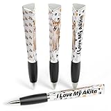 ANINKABOVE I Love My Dog Ballpoint Pen, 4 Pens, 3-Sided, Akita Birthday Gift, Fun Pens Dog Lovers Gifts For Women & Cool Dog Parent - Cute School Supplies (Akita Gift)