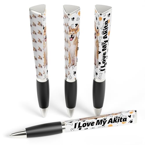 ANINKABOVE I Love My Dog Ballpoint Pen, 4 Pens, 3-Sided, Akita Birthday Gift, Fun Pens Dog Lovers Gifts For Women & Cool Dog Parent - Cute School Supplies (Akita Gift)