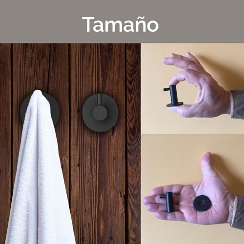 Miniatura 9 de Kon-Fort Home Colgador Toalla Baño Negro 2 Unidades, Diseño Acero Inoxidable Aisi 304, Negro Mate Con Tornillo.