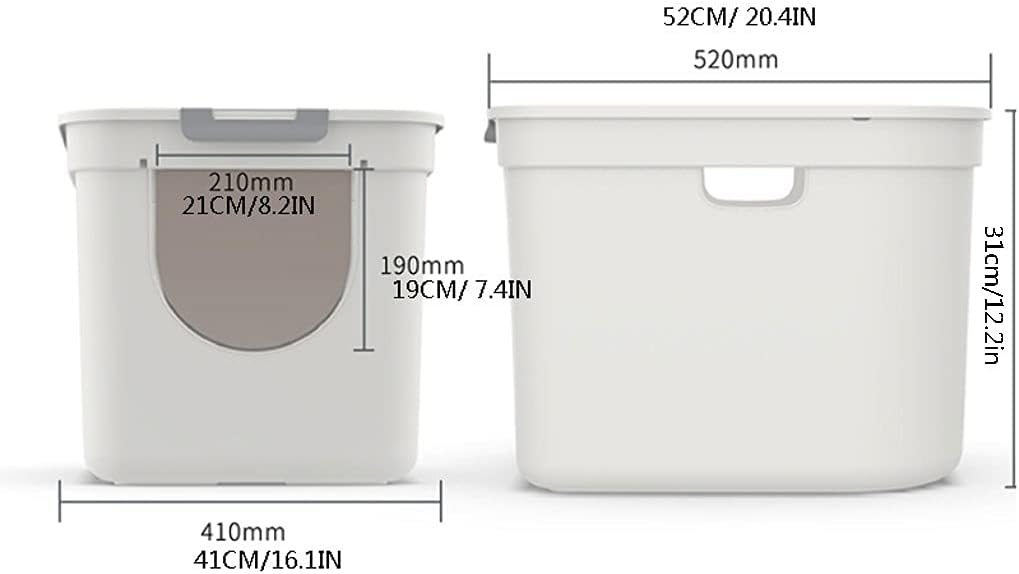 Clamshell Cat Toilet Top-Entry Double-Door Large Splash-Proof Litter Box Fully Enclosed Deodorant Cat PoopTray Cat Litter Pan (B)