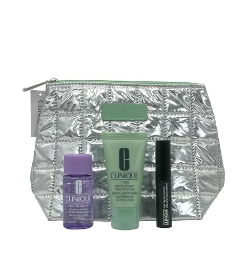 Clinique Kosmetik Tasche mit 3 Produkten, take the day off, 7 day scrub cream, high impact mascara