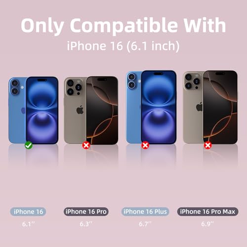 K TOMOTO Magnetic Case Compatible with iPhone 16 Translucent Matte Phone Case with Camera Lens Guard, Rugged Protective Cover 6.1-Inch, Light Pink — view 2