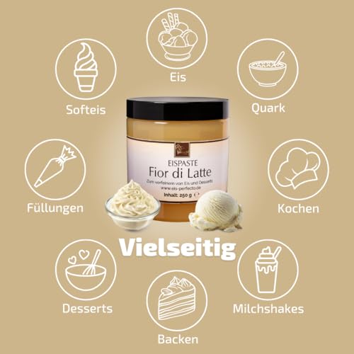 Fior di Latte Eispaste │ Cremiger Genuss mit zarter Milchnote │ MEGA GESCHMACK │ Verfeinere dein Eis, Desserts, Getränke uvm mit einer extra Portion Geschmack │ Inhalt 250 g – Bild 5