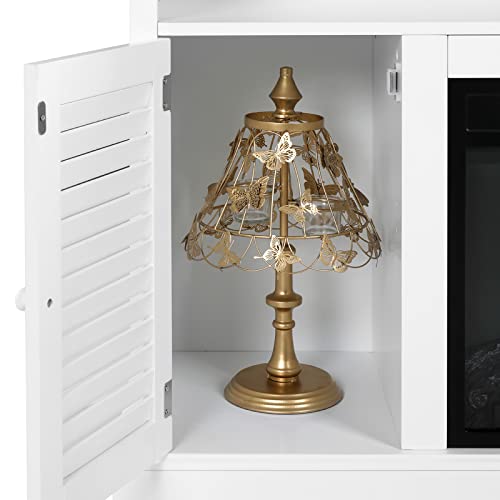 Sophia & William Fireplace Tv Stand 2 Doors With A 18" Electric Fireplace Insert For Tvs Up To 55", Modern Entertainment Center Media Console Storage Cabinet, White #TOP5