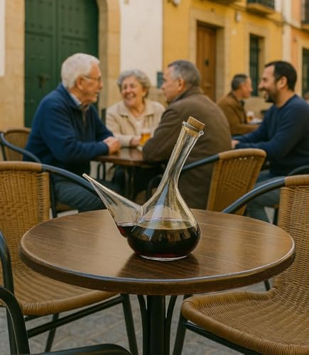 Porrón 750ml de Vidrio Reciclado – Botella Tradicional Española – Vidrio Grueso y Resistente – Perfecto para Aceite, Vino, Cerveza o Sangría