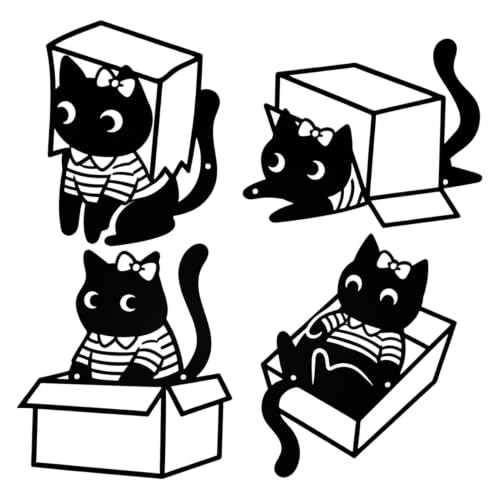 Décoration Murale Chat en Métal Noir Mat : Lot de 4 Silhouettes pour Maison