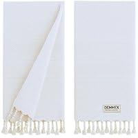 Lot De 2 Serviettes En Coton Turc Bio Oeko-Tex - 46x91 Cm, Prélavées, Séchage Rapide, Style Bohème