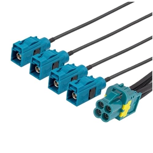 QYZLVCES(���X) mi ni FAKRA 4 in 1 ���X - 4 FAKRA Z SMA �I�X���X�R�l�N�^ RG174 �����P�[�u�� 50�I�[��(1.5m,4 F Z F-MINI Fakra 4)