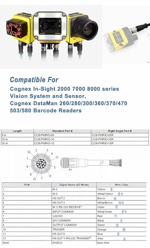 Cable de código A conector hembra M12 de 12 pines a cables voladores para cámara Vision Cognex 5