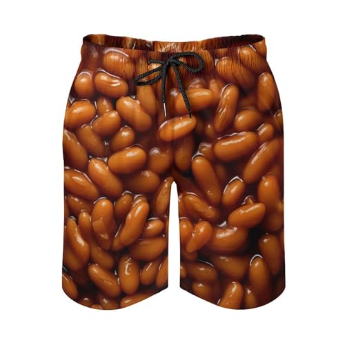 Baked Beans Food Mens Swim Trunks Beach Swimming Shorts with Pockets and Mesh Lining2