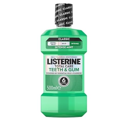 Listerine Total Care Teeth and Gum Mouthwash (1 x 500ml), 6-in-1 Benefits for Total Oral Care, to Maintain a Clean and Healthy Mouth,packaging may vary