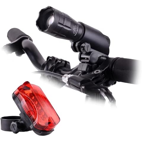 TeamObsidian Bike Lights Set - Super Bright Front & Back LED Light - Easy to Mount Bicycle Headlight and Taillight w/Quick Release System - 200 Lumen Cover