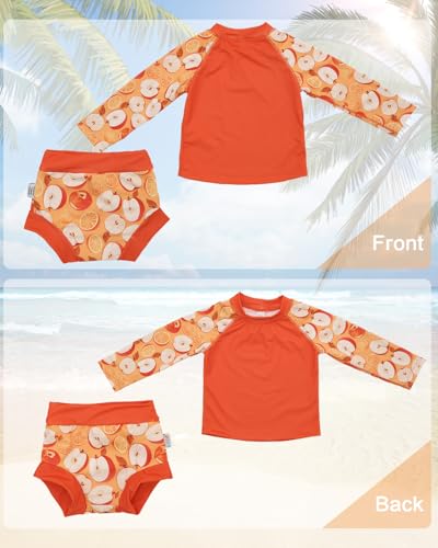 Image of ALVA 2 Pcs Long Sleeve Rash Guard Swim Diaper Sets, Baby Toddler Swimsuit UPF 50+ Sun Protection for Boy and Girl