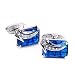 XLTWKK 1 par de Gemelos Gemelos de Cristal Azul Rectangular para Hombre...