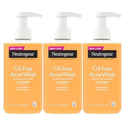 Neutrogena Oil-Free Acne Fighting Face Wash, Daily Cleanser with Salicylic Acid Acne Treatment, 9.1 Fl Oz (Pack of 3)