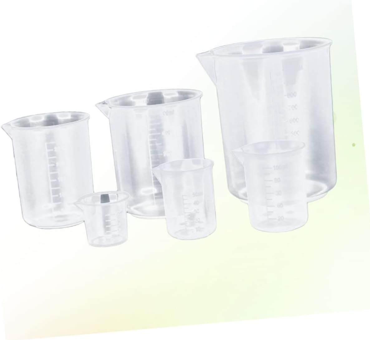 Gatuida 5pcs Plastic Beaker Cups Graduated Measuring Cups for Lab Baking and Household Use