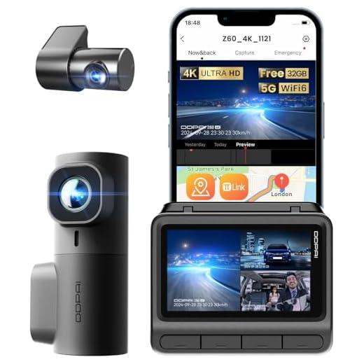 DDPAI Z60 Câmera Veicular 3 Canais, 4K+ 2K+ 1080P, WiFi 5GHz com GPS, 32G eMMC D²Save,Tela IPS de 3", Visão Noturna Super AI-ISP, WDR, ADAS, Modo de Estacionamento AOV de 20 Dias (Sem Cartão SD)